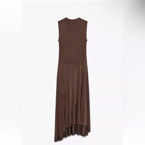 Sleeveless Brown Asymmetric Maxi Dress